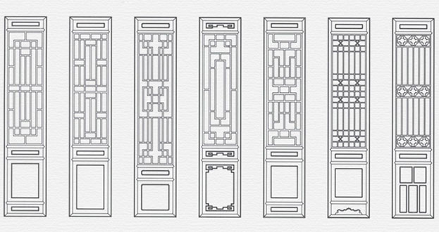 普陀常用中式仿古花窗图案隔断设计图